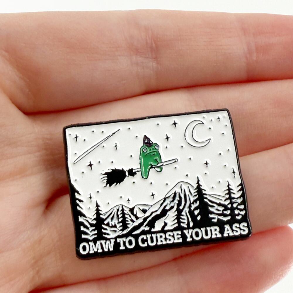 On My Way To Curse Your Ass Funny Witch Frog Enamel Pin